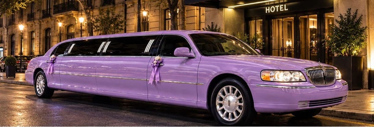 Limusina Lincoln Town Car Lavanda Perlado de 10 metros en Barcelona